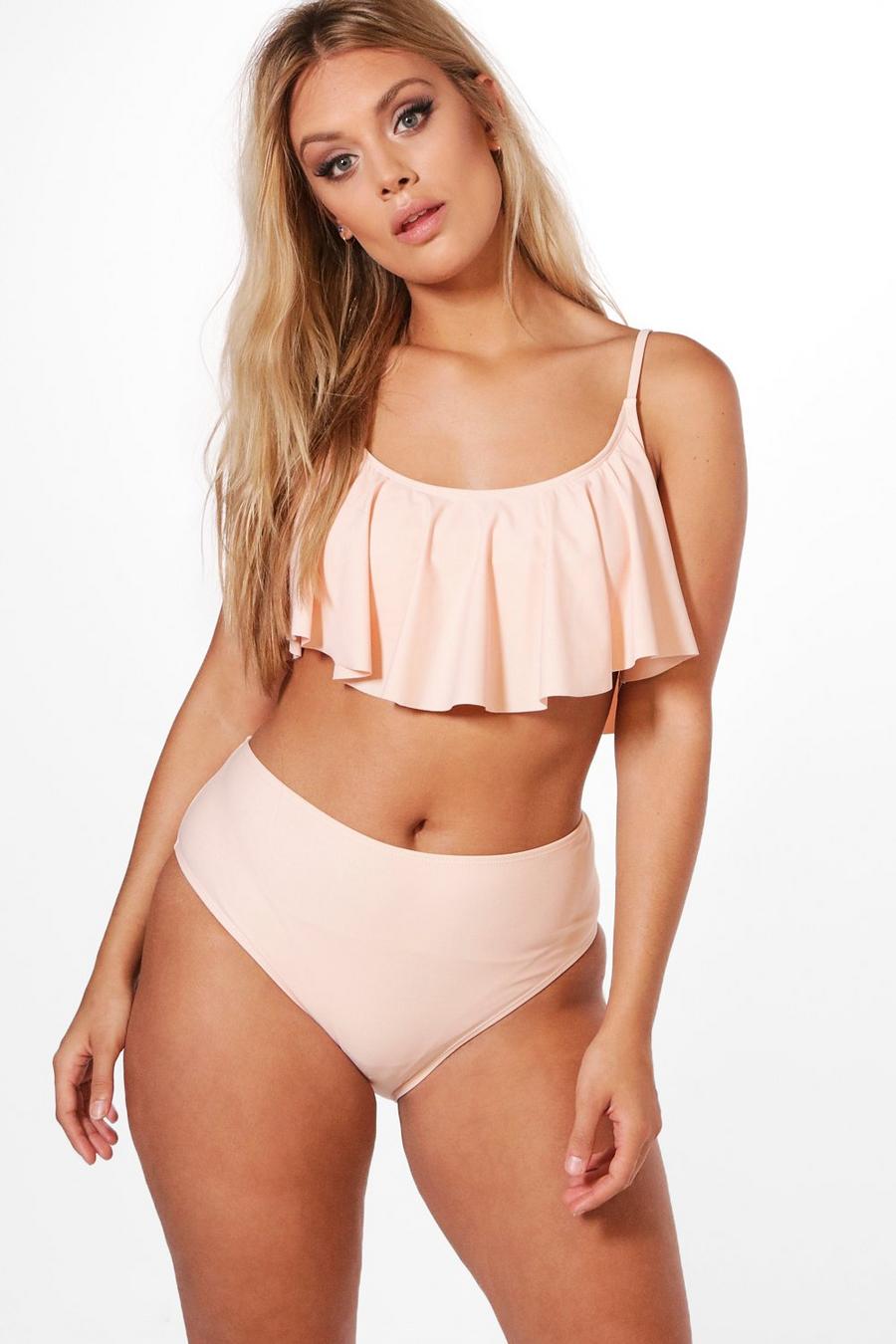 Pale pink Plus Crop Frill Bikini image number 1