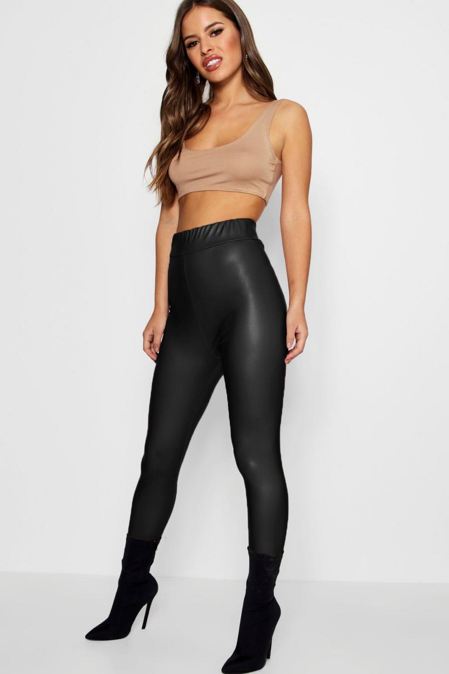 Black Petite  Matte Leather Look High Waist Leggings image number 1