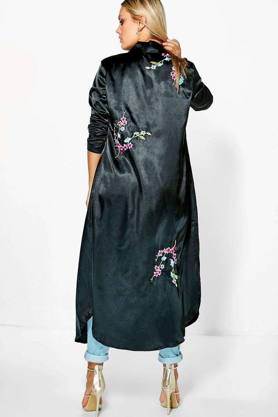 Plus Emilie Embroidered Satin Duster image number 1