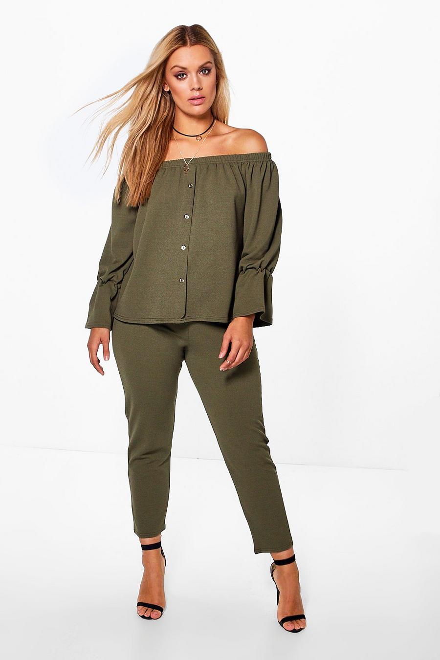 Plus  Off The Shoulder Top + Trouser Co-ord image number 1