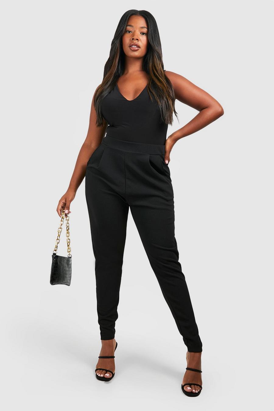 Black Plus Pleat Front Trousers image number 1