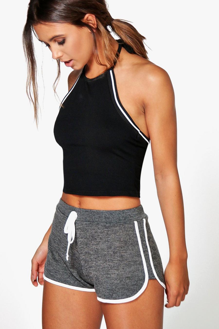 Charcoal Petite Space Dye Knitted Gym Running Shorts image number 1
