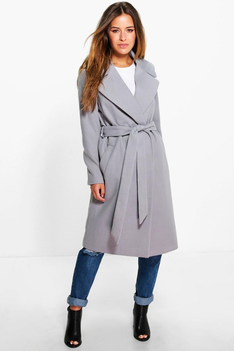 Petite Anna Oversized Collar Belted Robe Coat image number 1