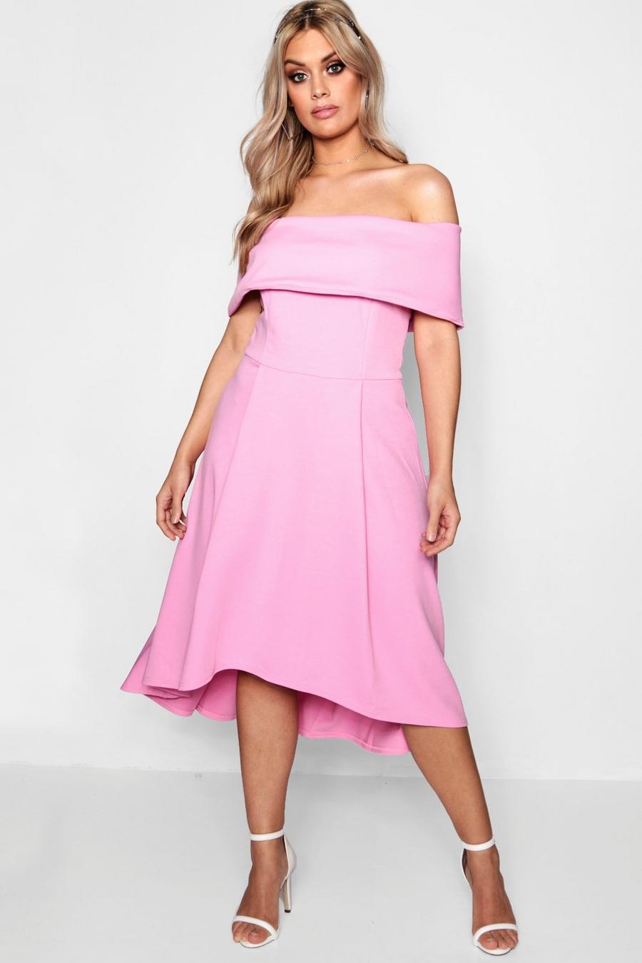 Powder pink Plus Double Layer Midi Dress image number 1