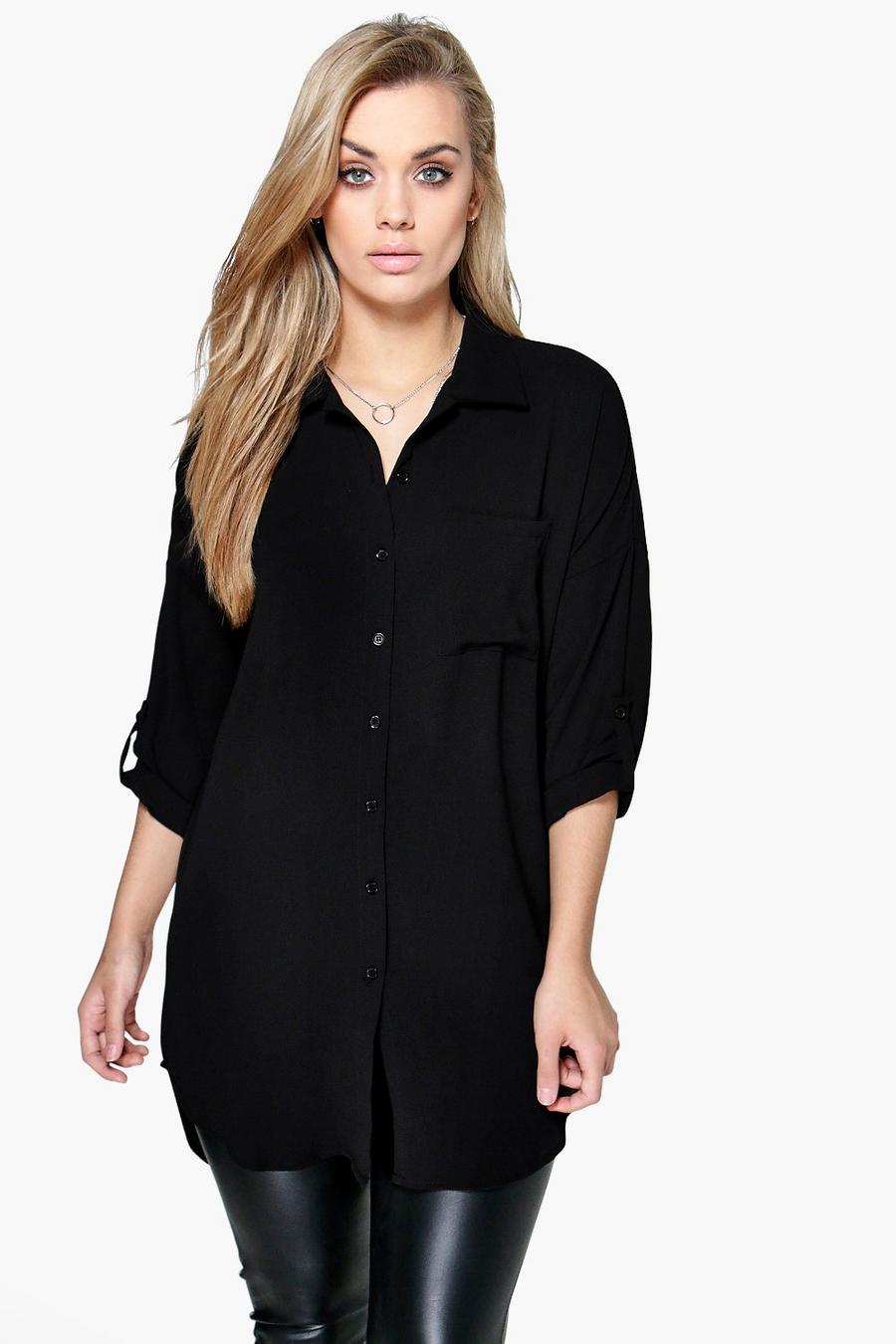 Camicia Plus Size oversize, Black image number 1
