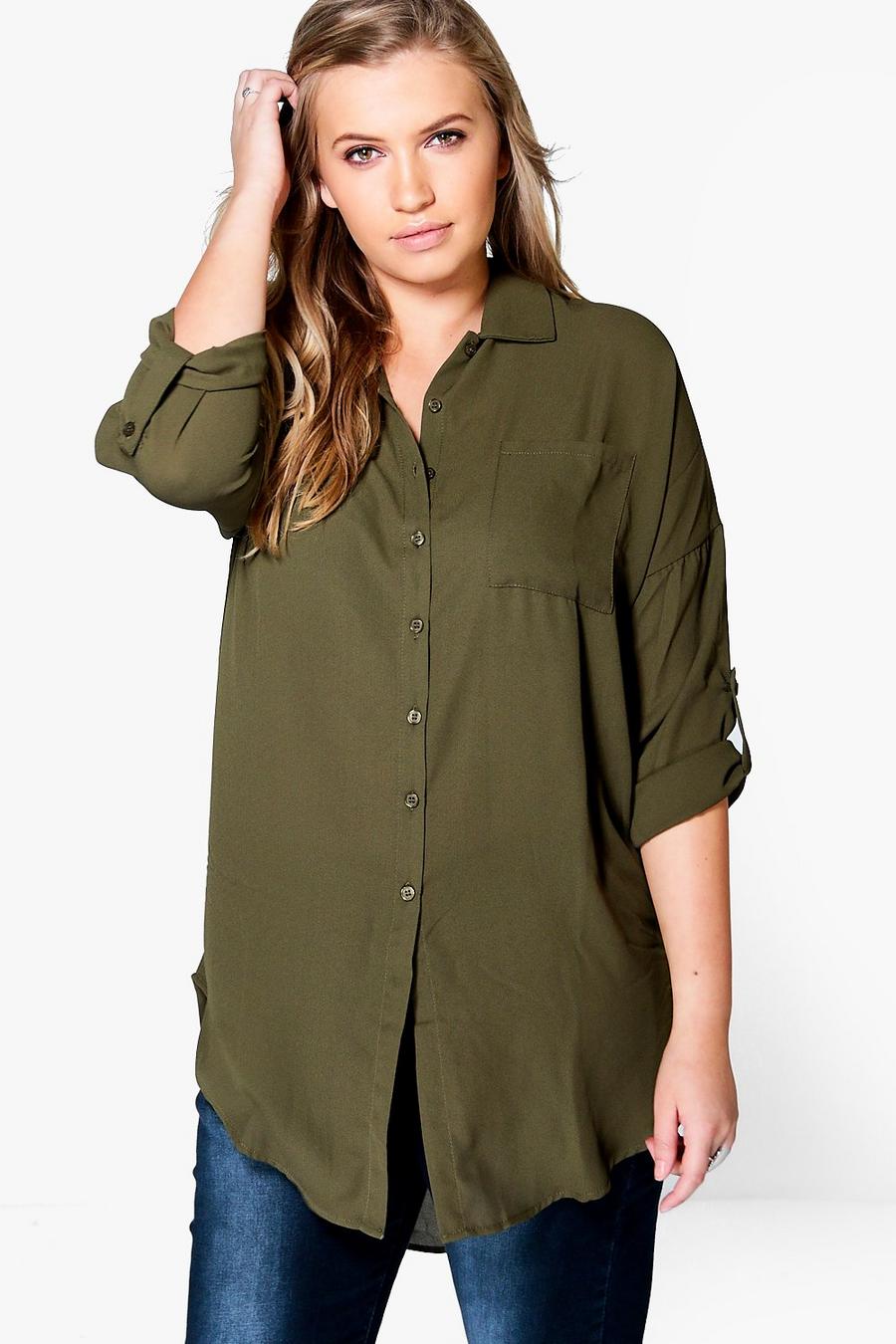 Camicia Plus Size oversize, Khaki image number 1