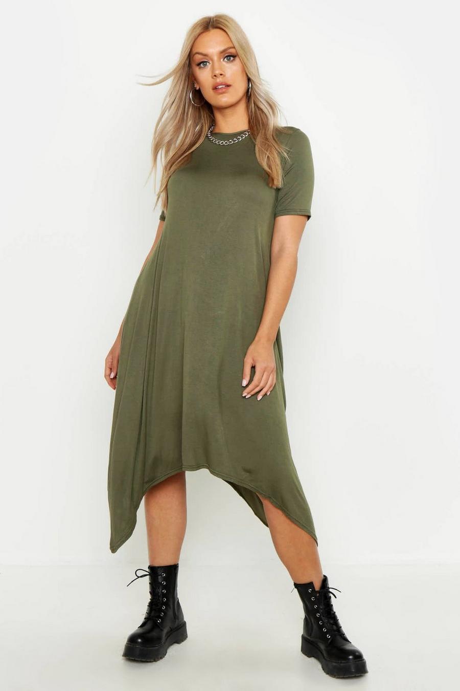 Khaki Plus Hanky Hem Swing Dress image number 1