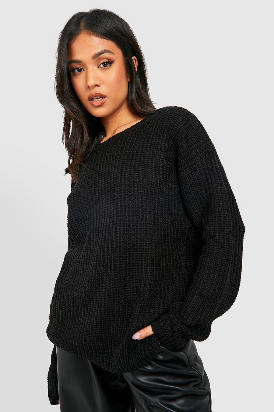 Black Petite - Stickad tröja i oversize-modell image number 1