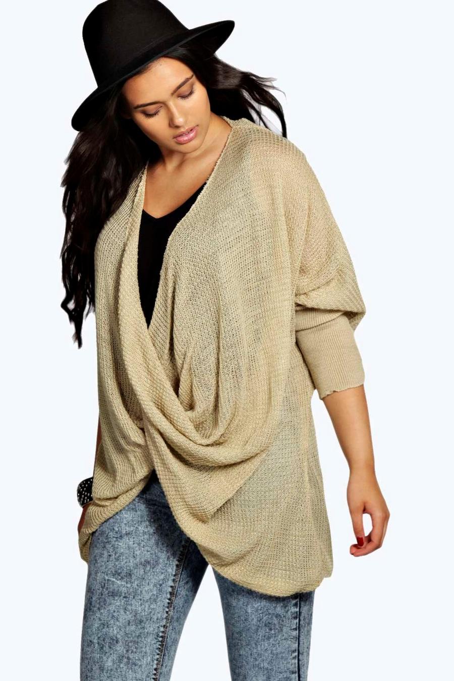 Mocha Plus Wrap Front Knitted Jumper image number 1