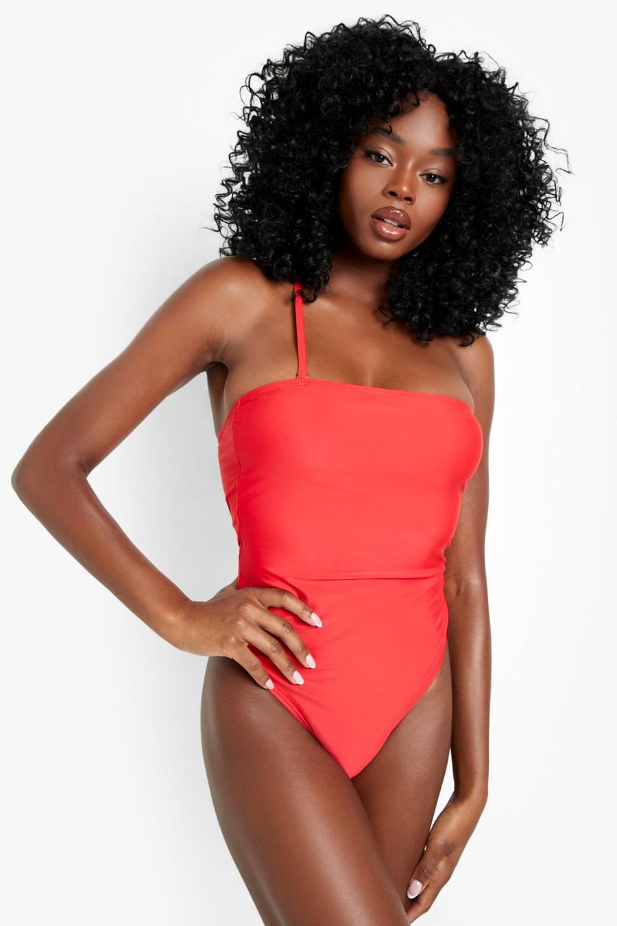 Red Essentials Bandeau Strap Swimsuit