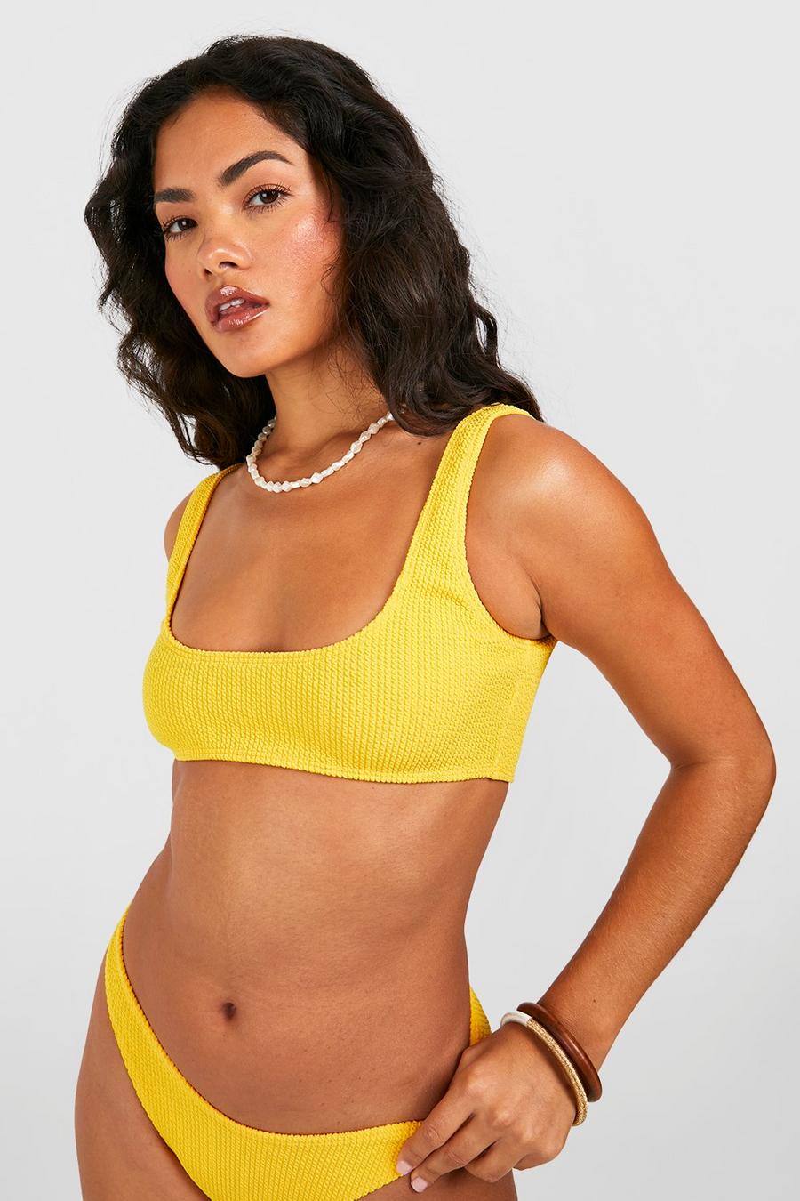 Crinkle Scooped Bikini Crop Top