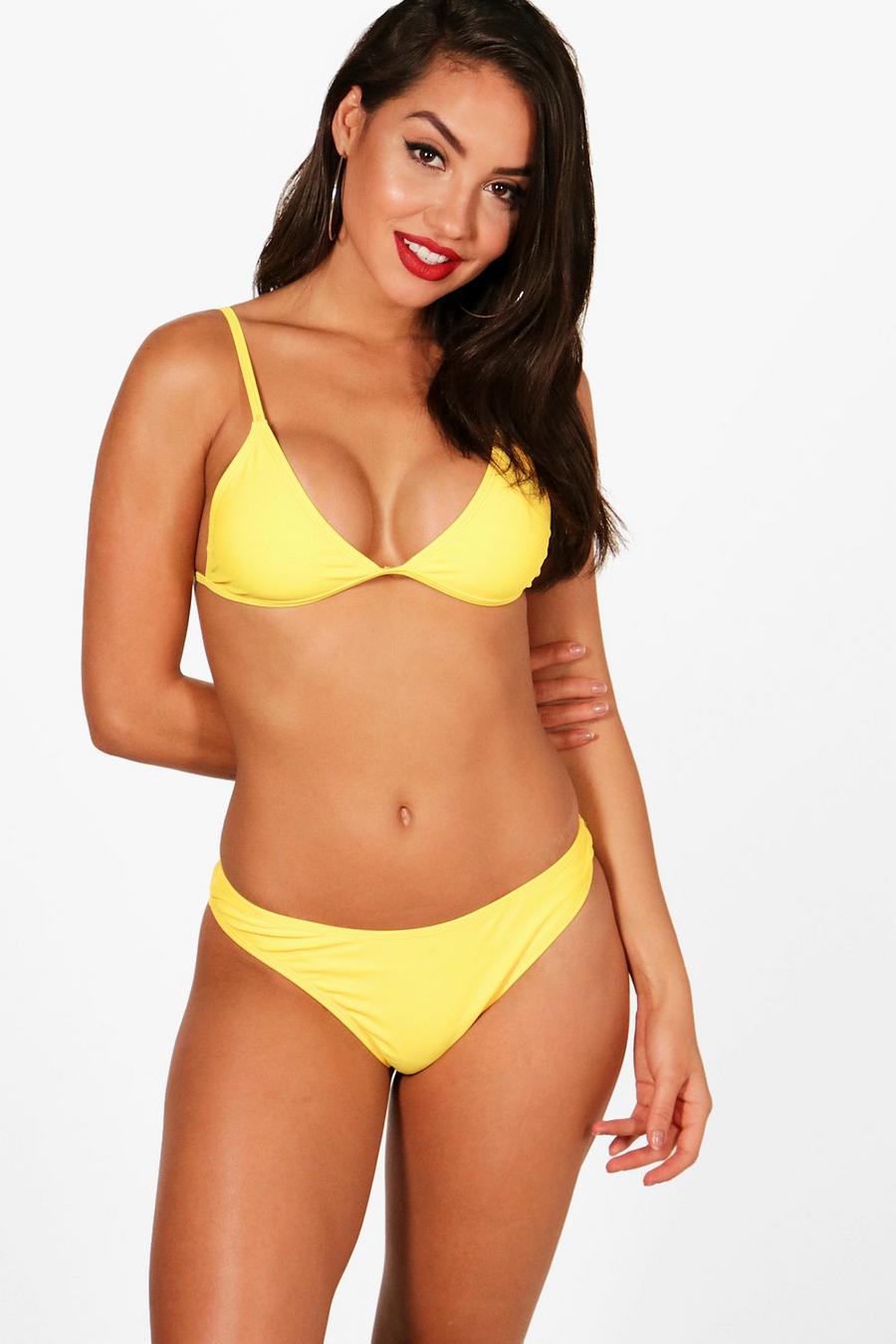 Yellow Hvar Clean Triangle Brazilian Thong Bkini image number 1