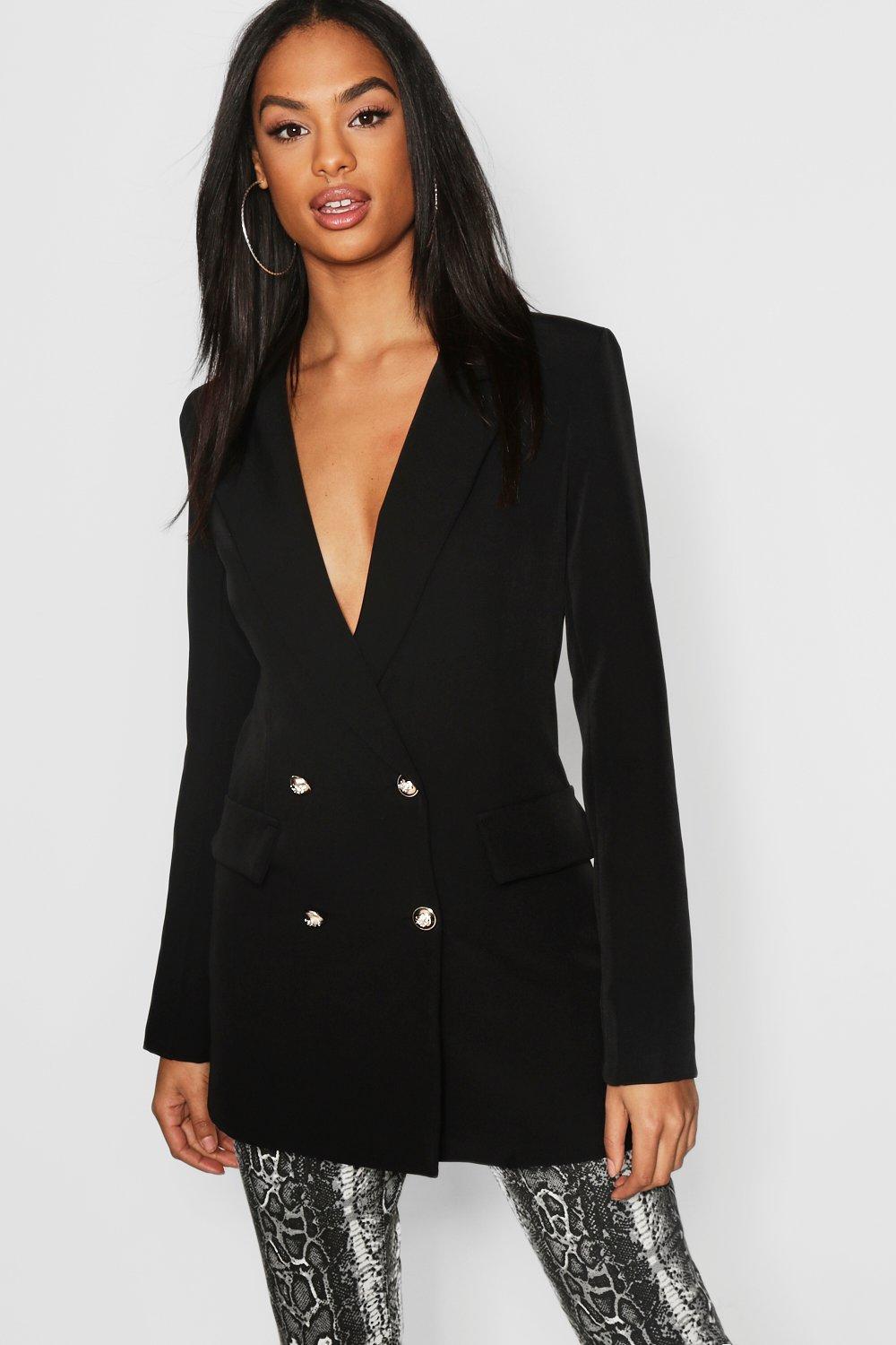 Tall Clothing Black Tall Button Detail Tailored Blazer