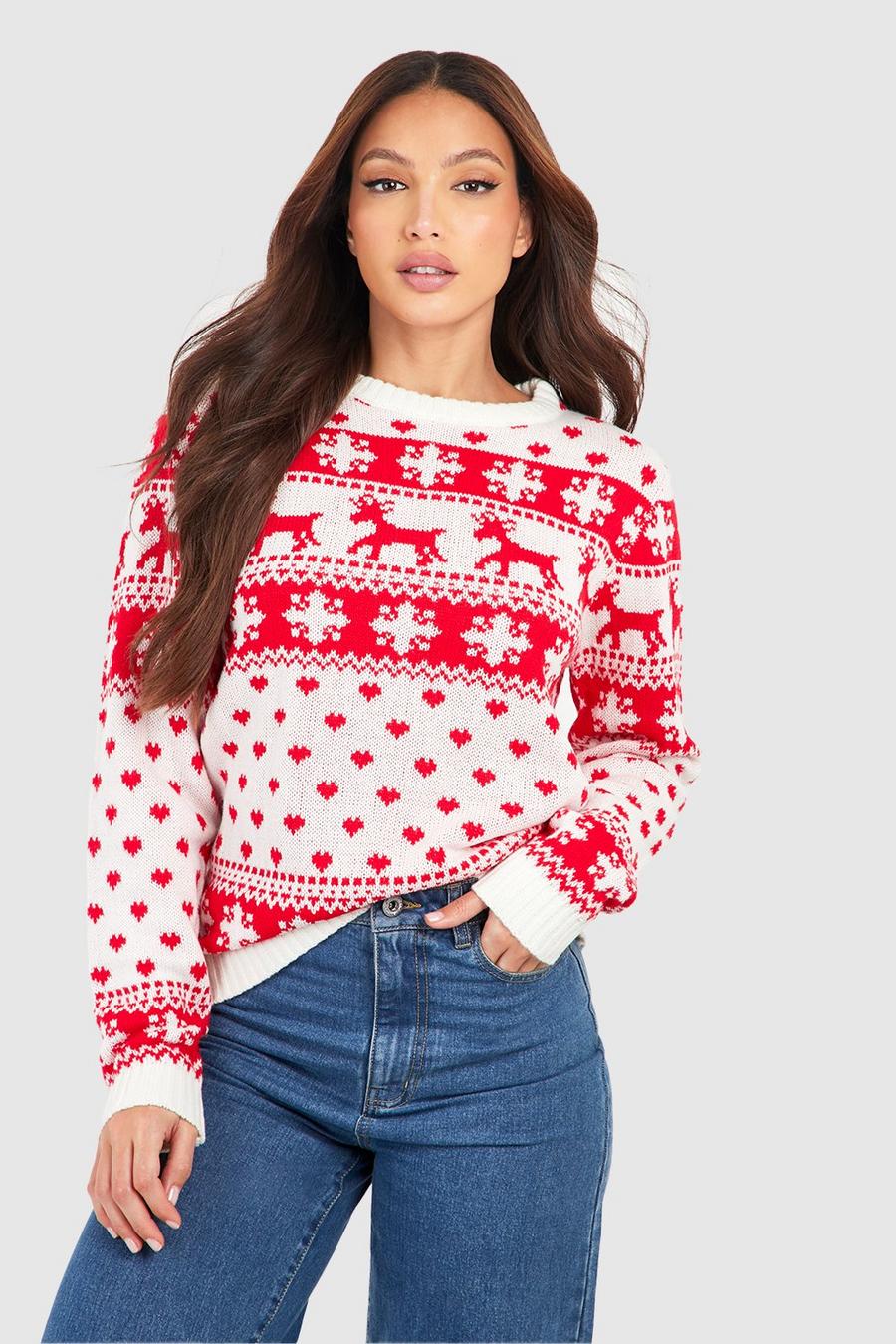 Tall Pullover mit Rentieren für Weihnachten, Cream