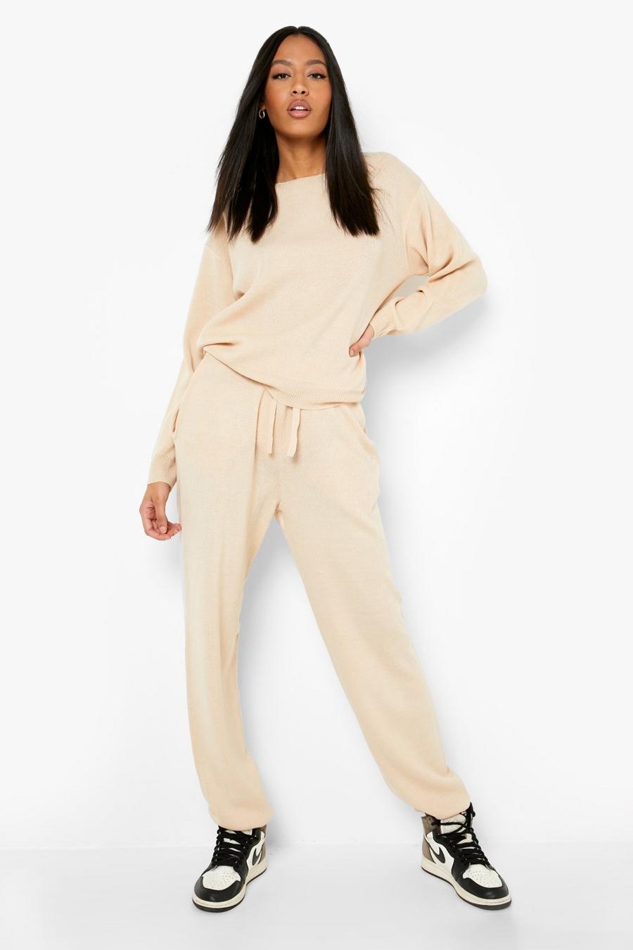 Stone Tall Slash Neck Knitted Co-Ord