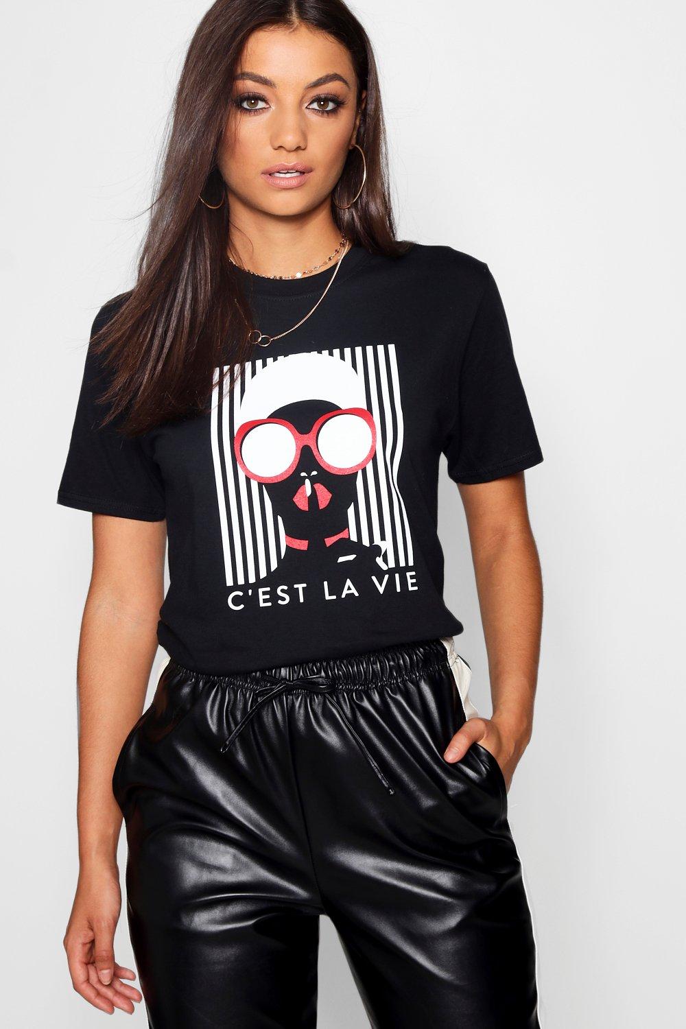 Tall Clothing Tall French Slogan Face Print T-Shirt