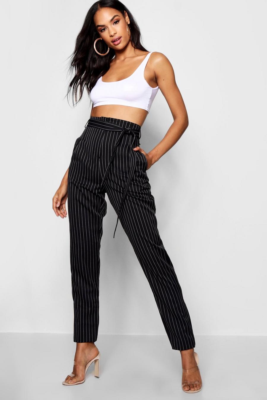 Tall Belted Pinstripe Woven Pants image number 1