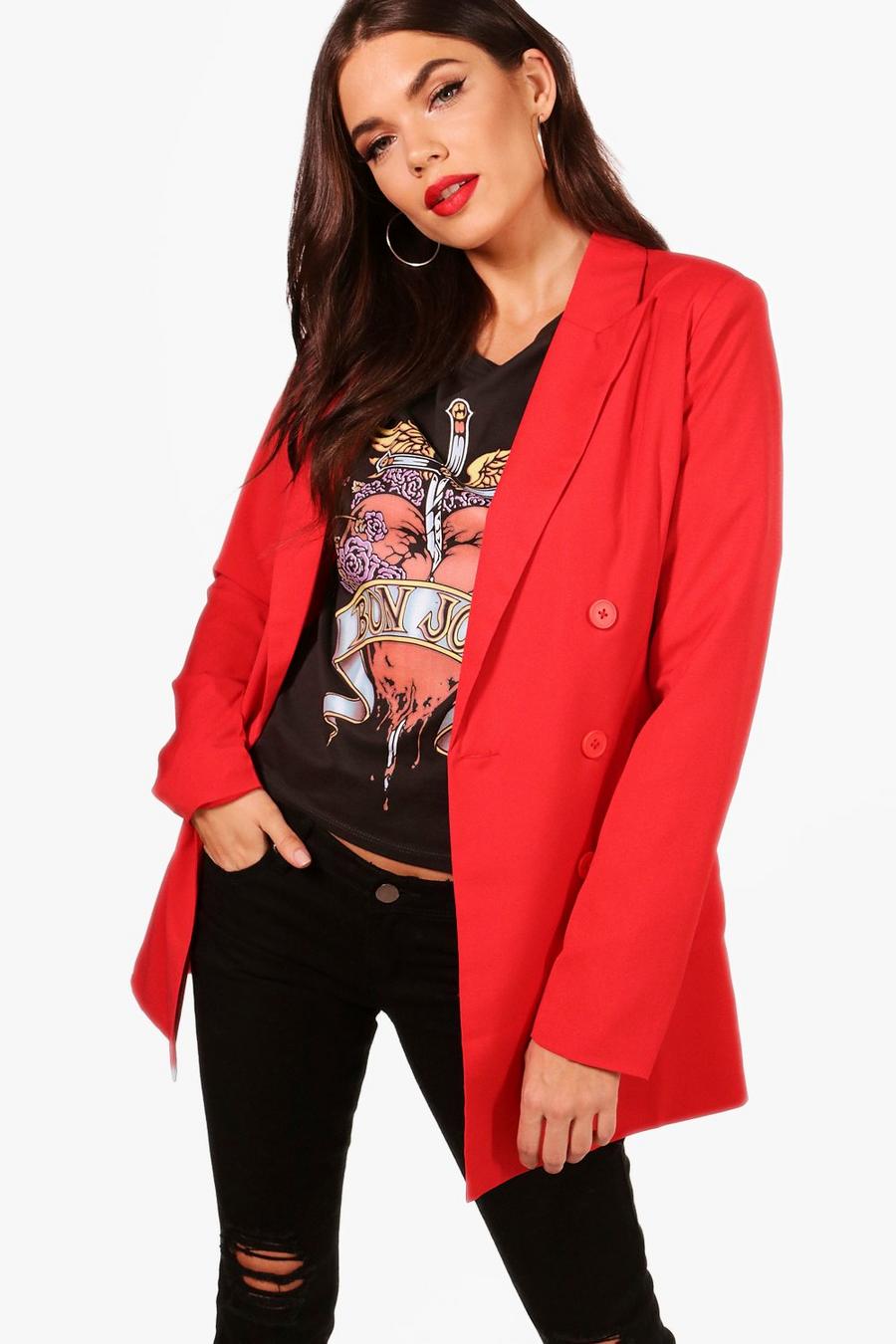 Tall Double Breasted Blazer, Red image number 1