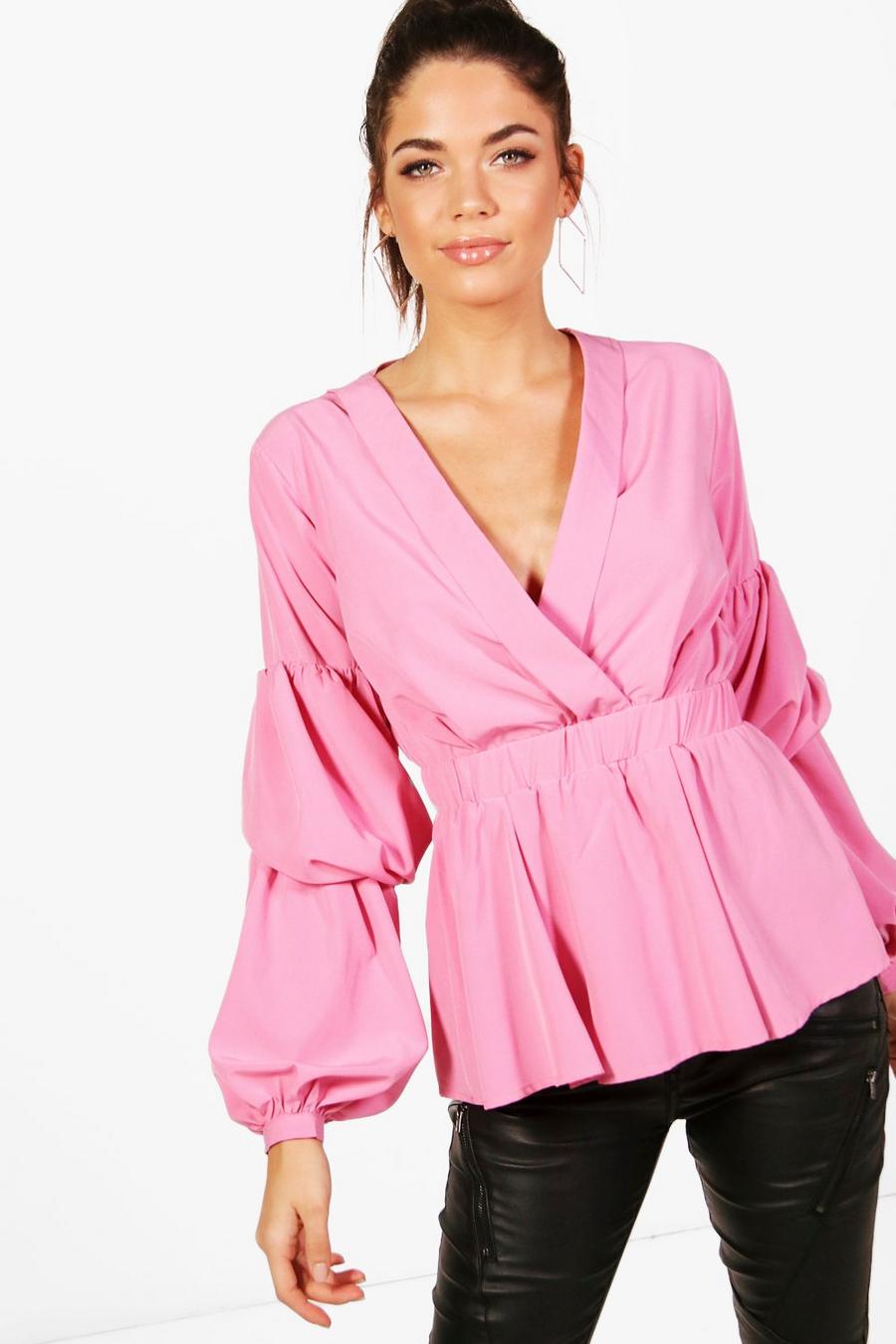 Pink Tall Ruched Sleeve Shirt image number 1
