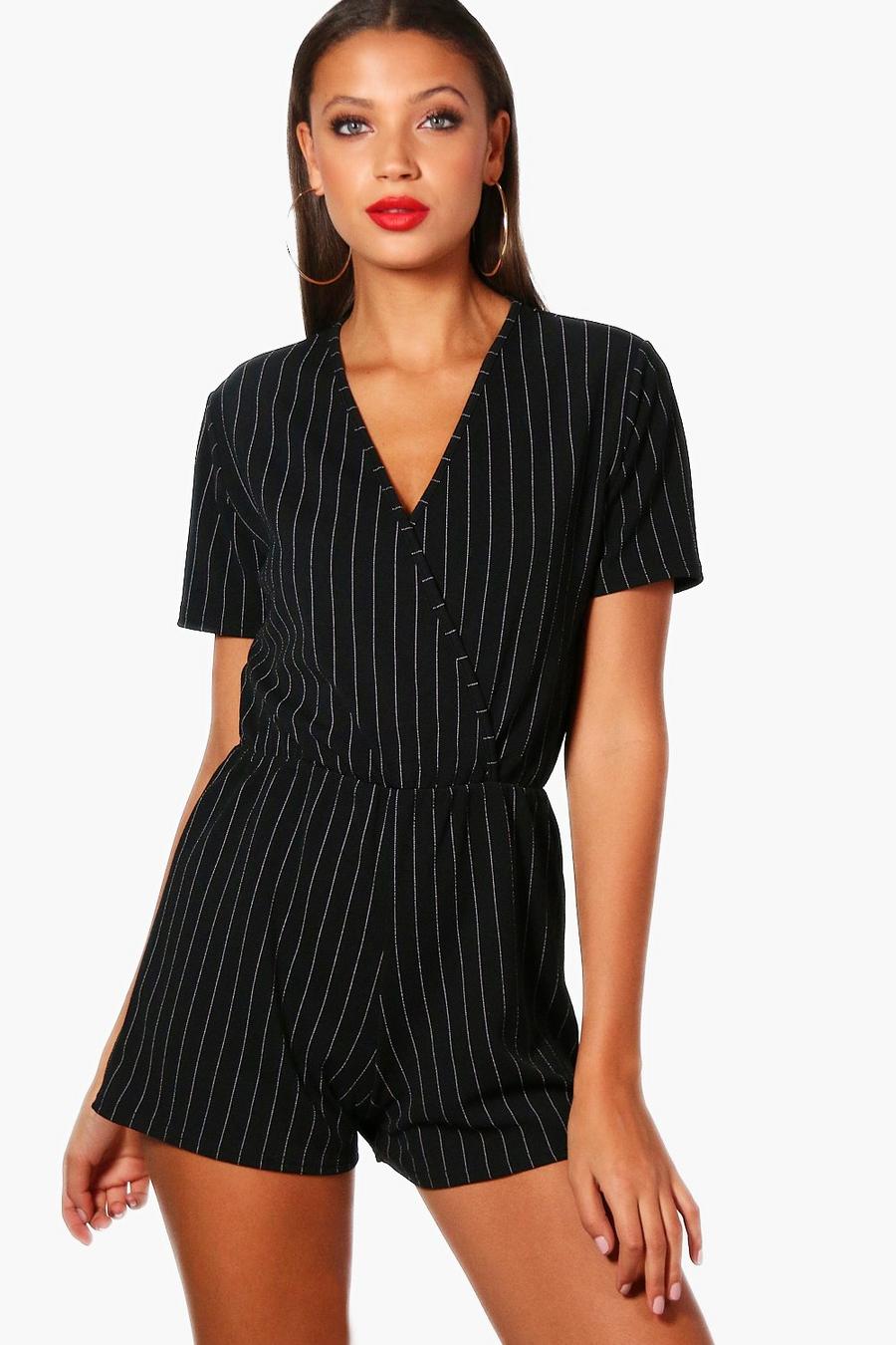 Tall Lily Pinstripe Wrap Playsuit image number 1
