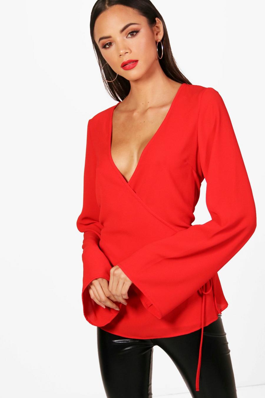Red Tall Wikkel Blouse image number 1