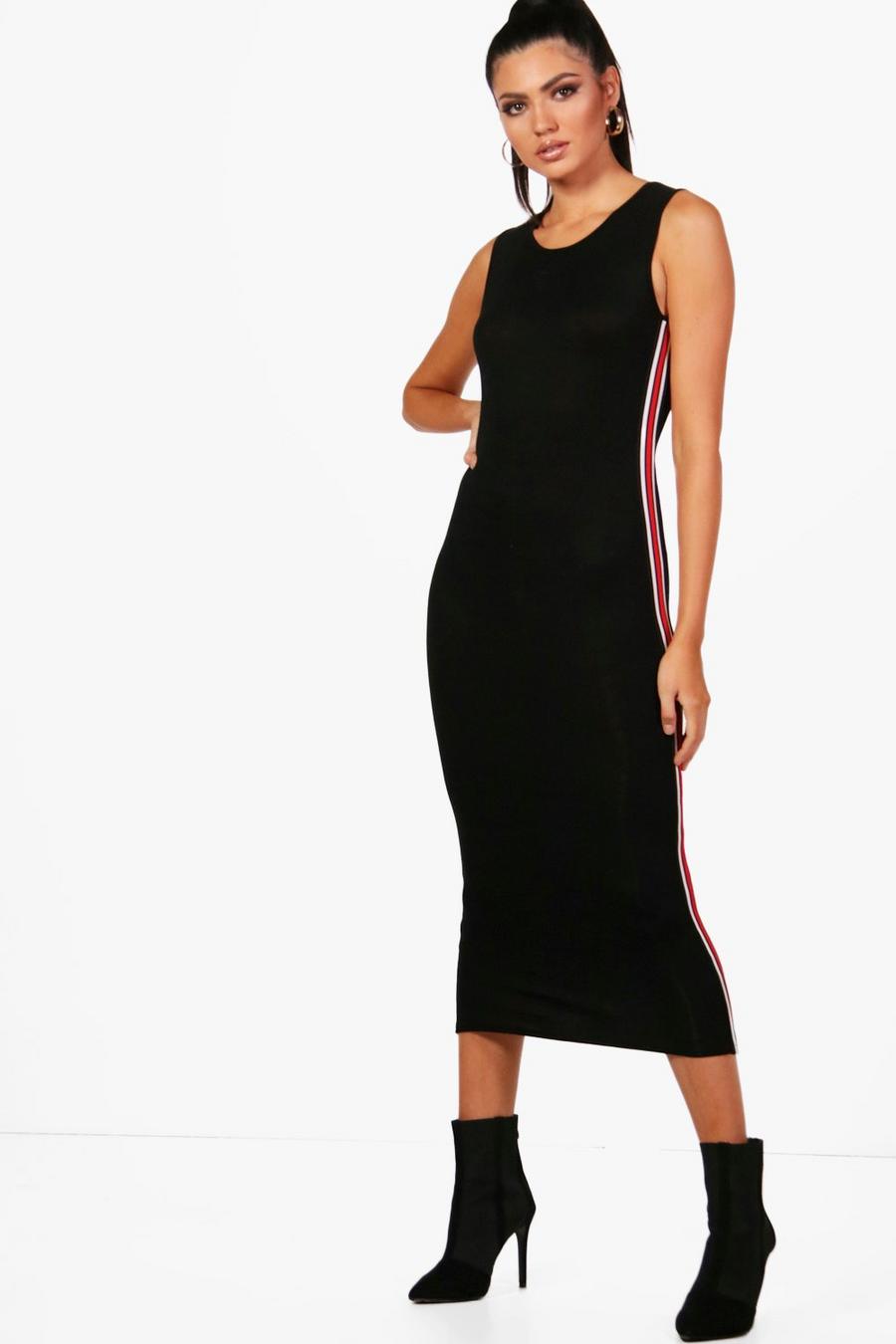 Vestido Tall con rayas laterales, Black image number 1