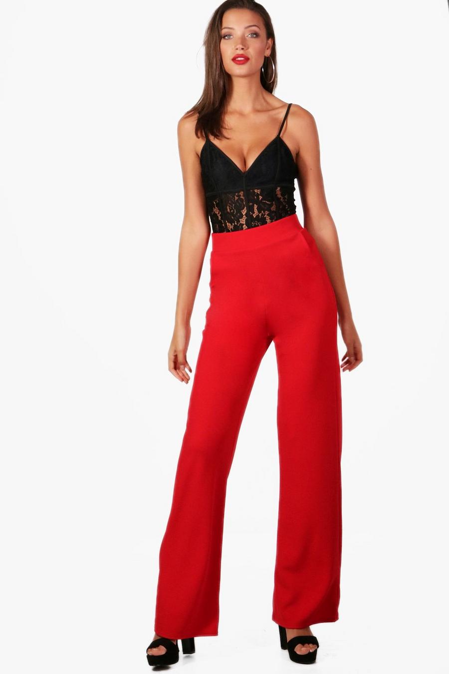 Tall High-Waisted Hose mit weitem Bein, Rot image number 1