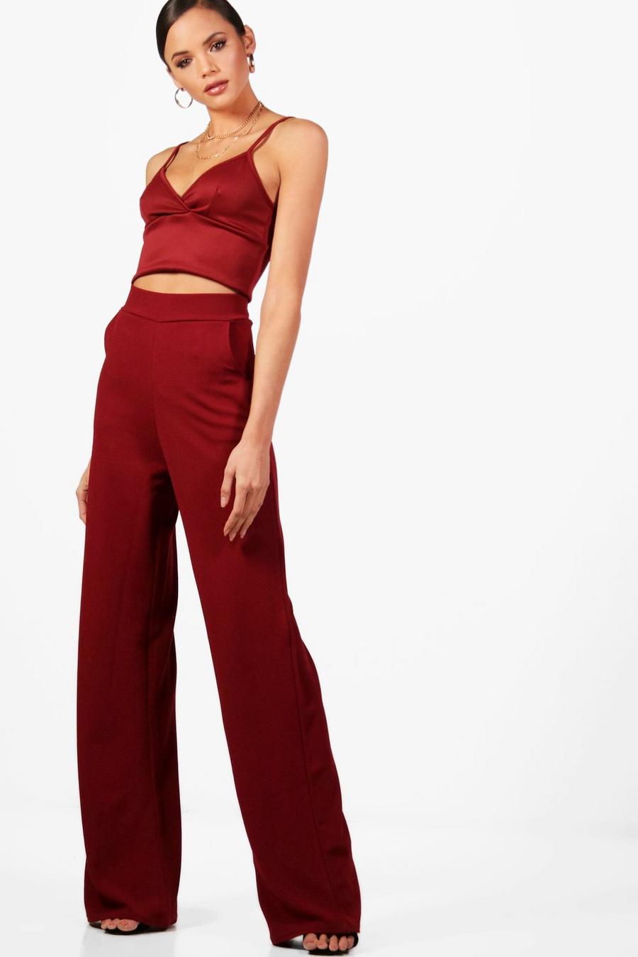Wine Tall High Waisted Wide Leg Pants image number 1