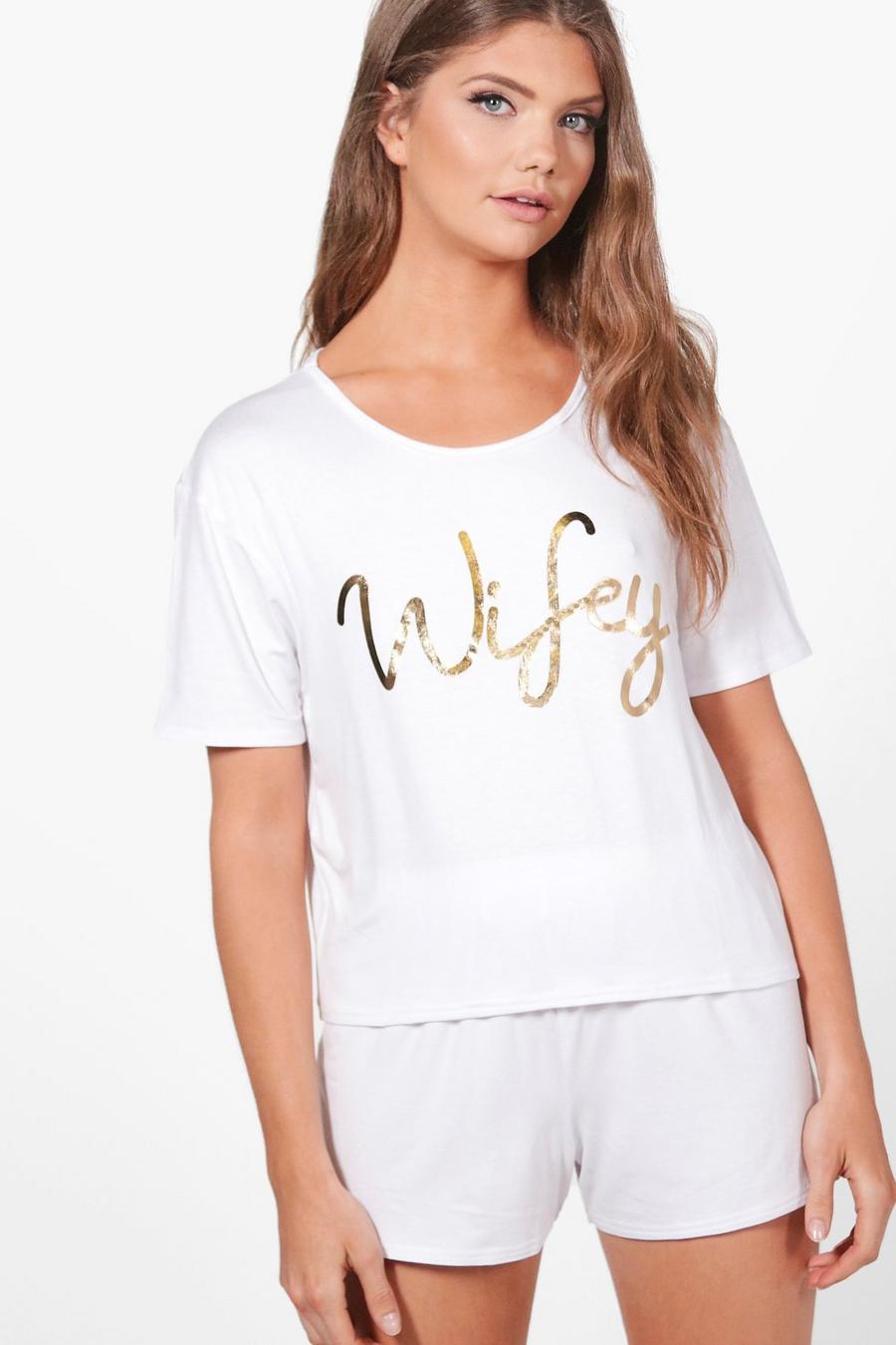 Tall Orla 'Wifey' Bridal T-Shirt & Shorts PJ Set image number 1