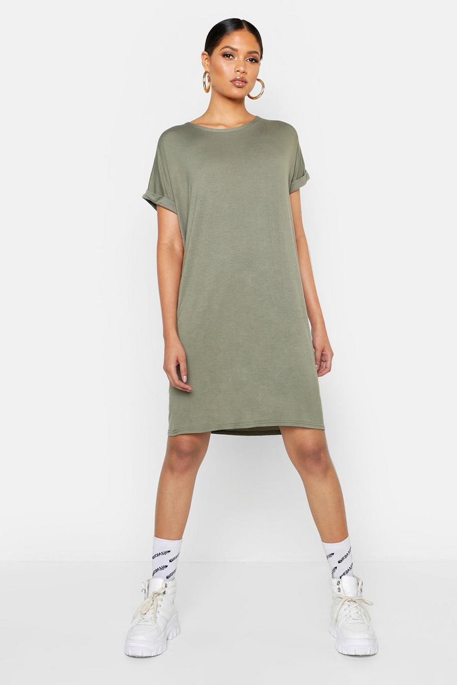 Khaki Tall Oversized T-Shirt Dress image number 1