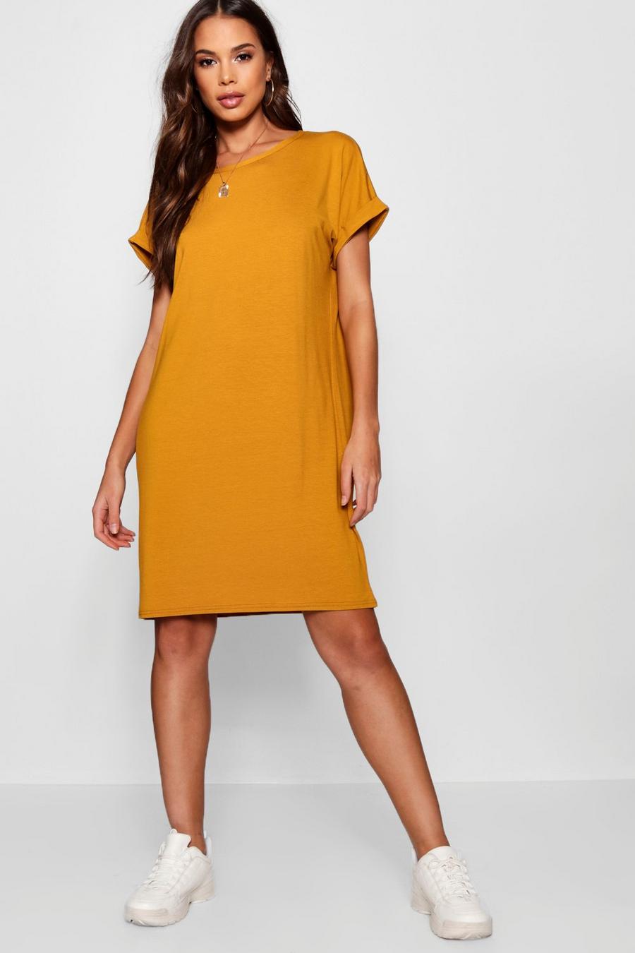 Tall – Oversized T-Shirt-Kleid, Senfgelb image number 1