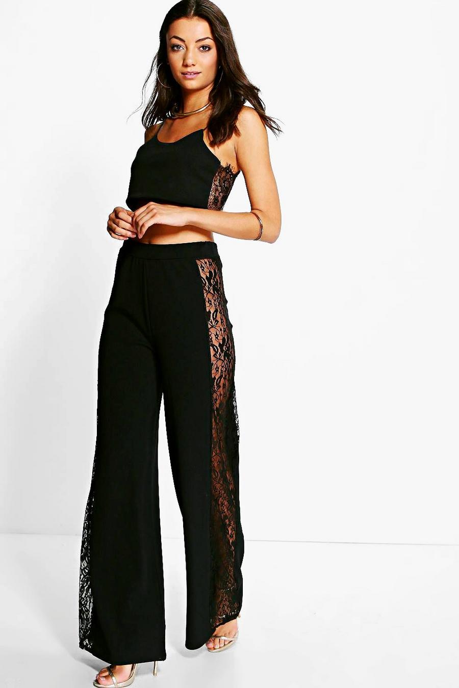 Tall Teea Lace Panel Woven Wide Leg Pants image number 1