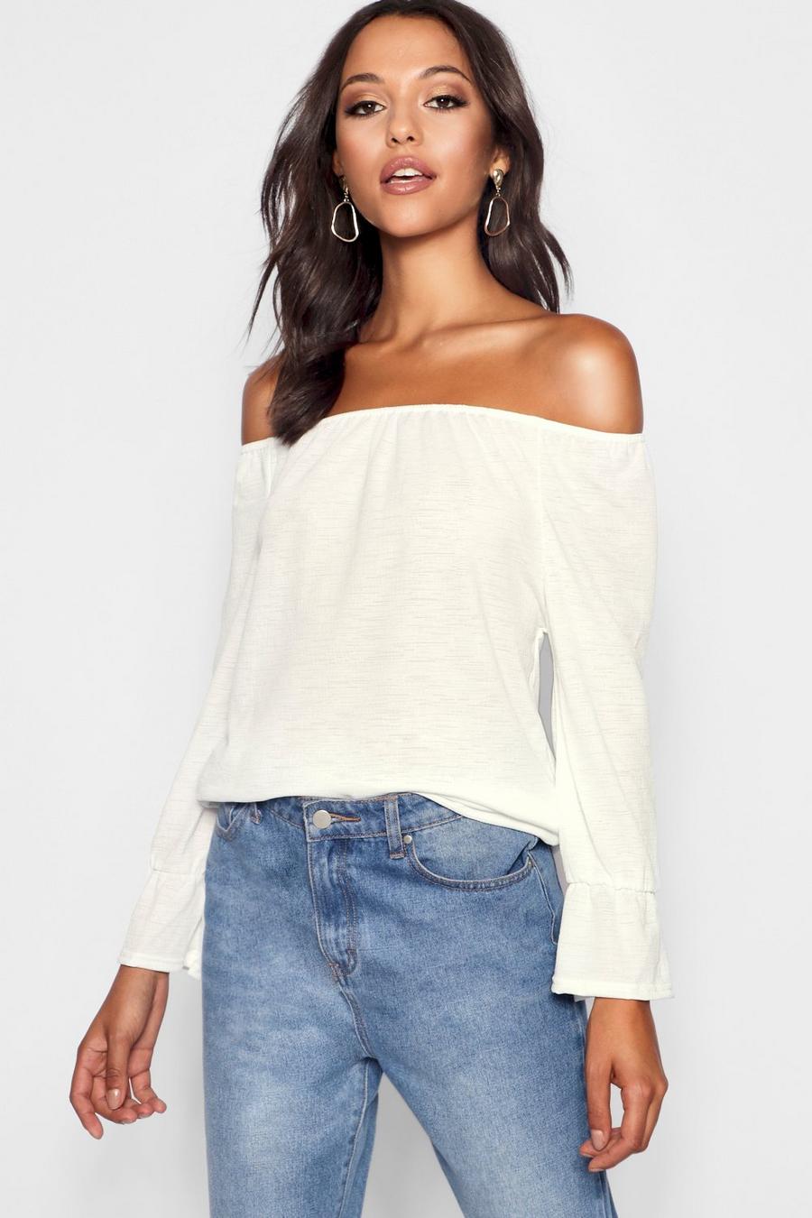 Tall Textured Off The Shoulder Flute Top image number 1
