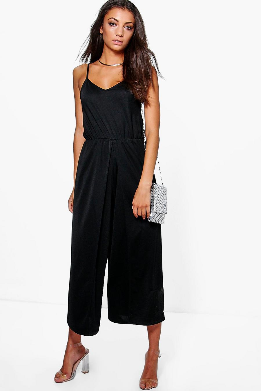Tall  Wrap Split Leg Strappy Culotte Jumpsuit image number 1