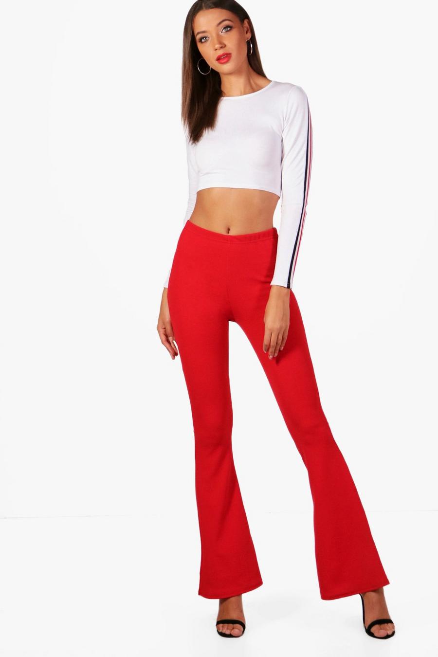 Red Tall Basic Stretch Skinny Flares image number 1