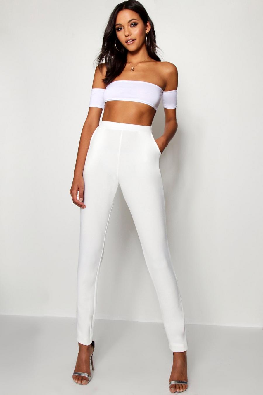 Ivory Tall Skinny Crepe 2 Pocket Trousers image number 1