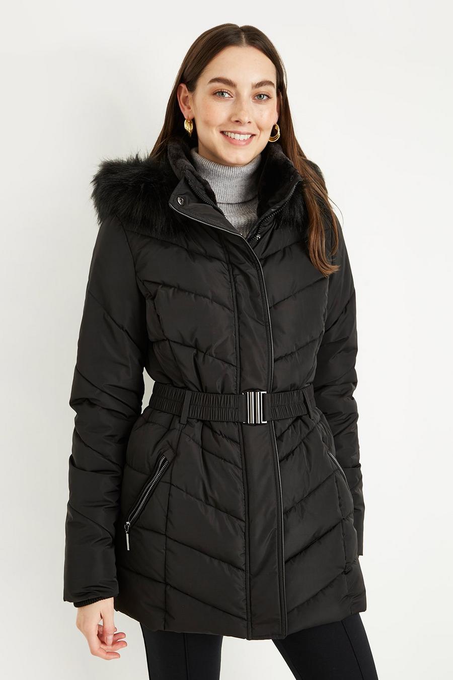 Tall Belted Short Padded Coat