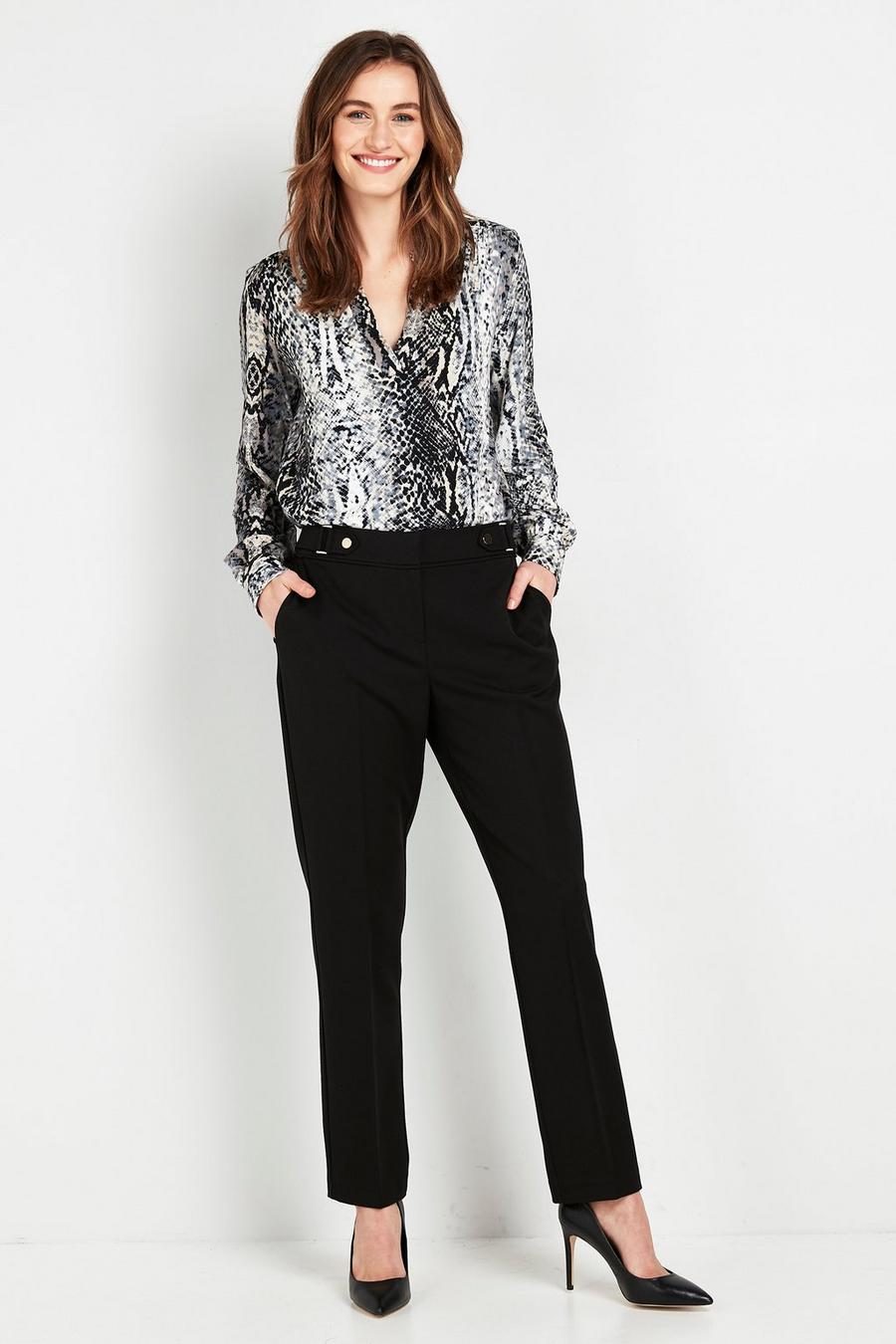 PETITE Black Tapered Trousers