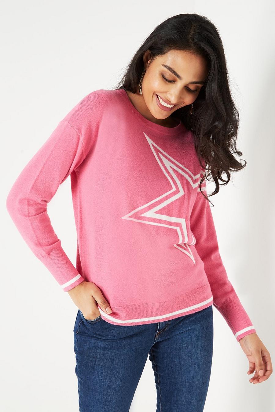 Petite Pink Tipped Star Jumper