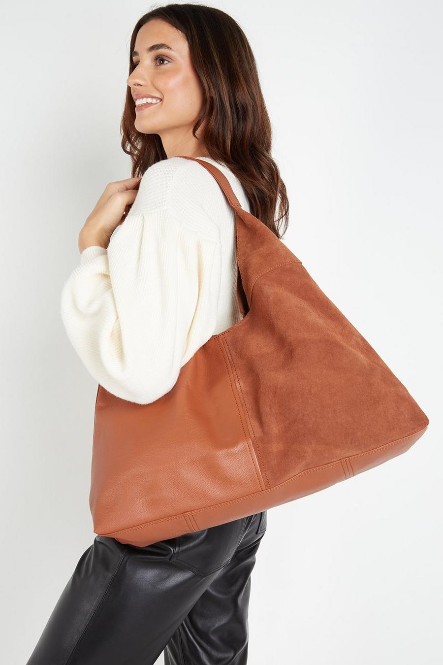 Luxe Leather And Suede Mix Hobo