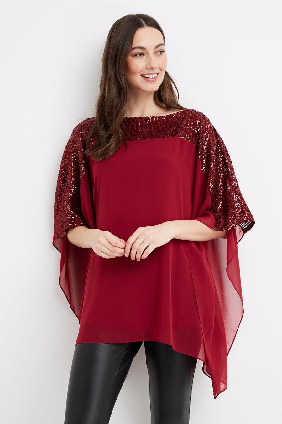 Tall Sequin Overlay Top