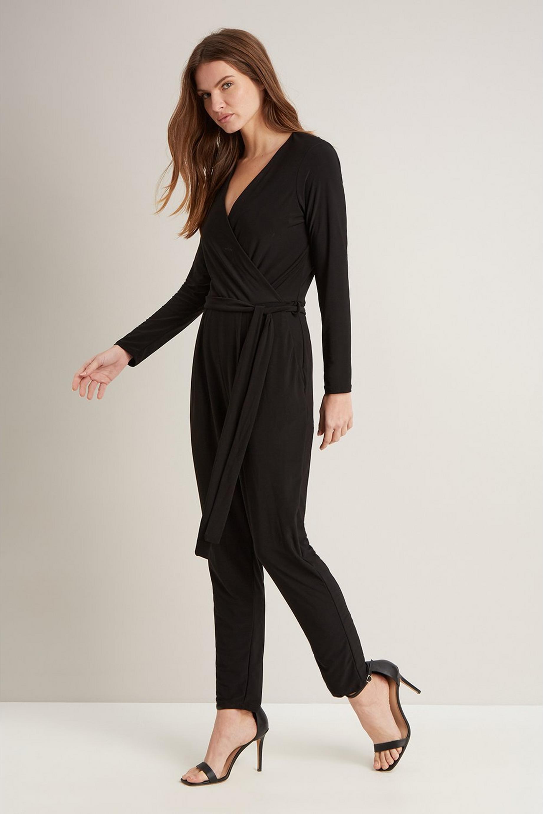 Black Ity Wrap Tapered Jumpsuit