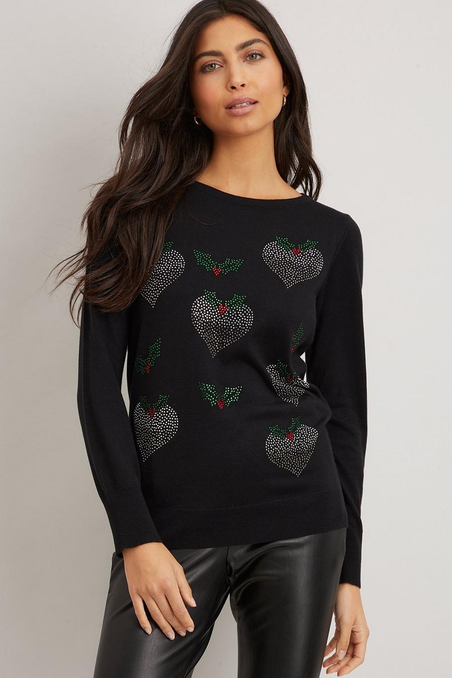 Scattered Heart Christmas Pudding Jumper