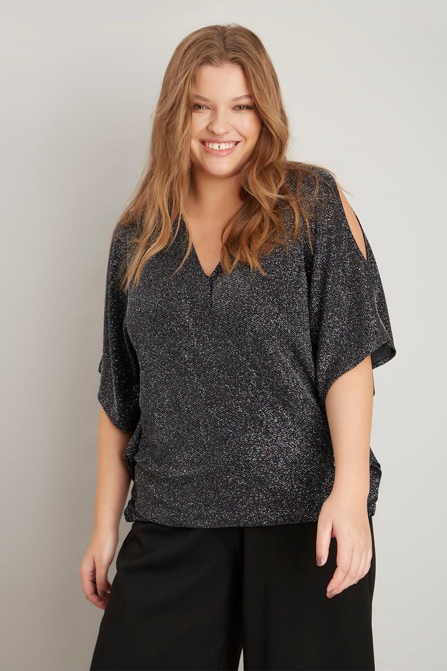 Curve Shimmer Wrap Top