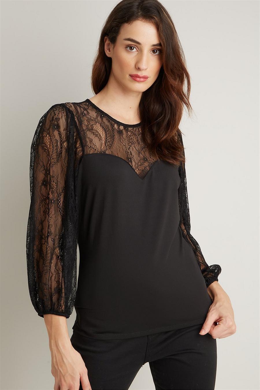 Black Lace Sweetheart Top