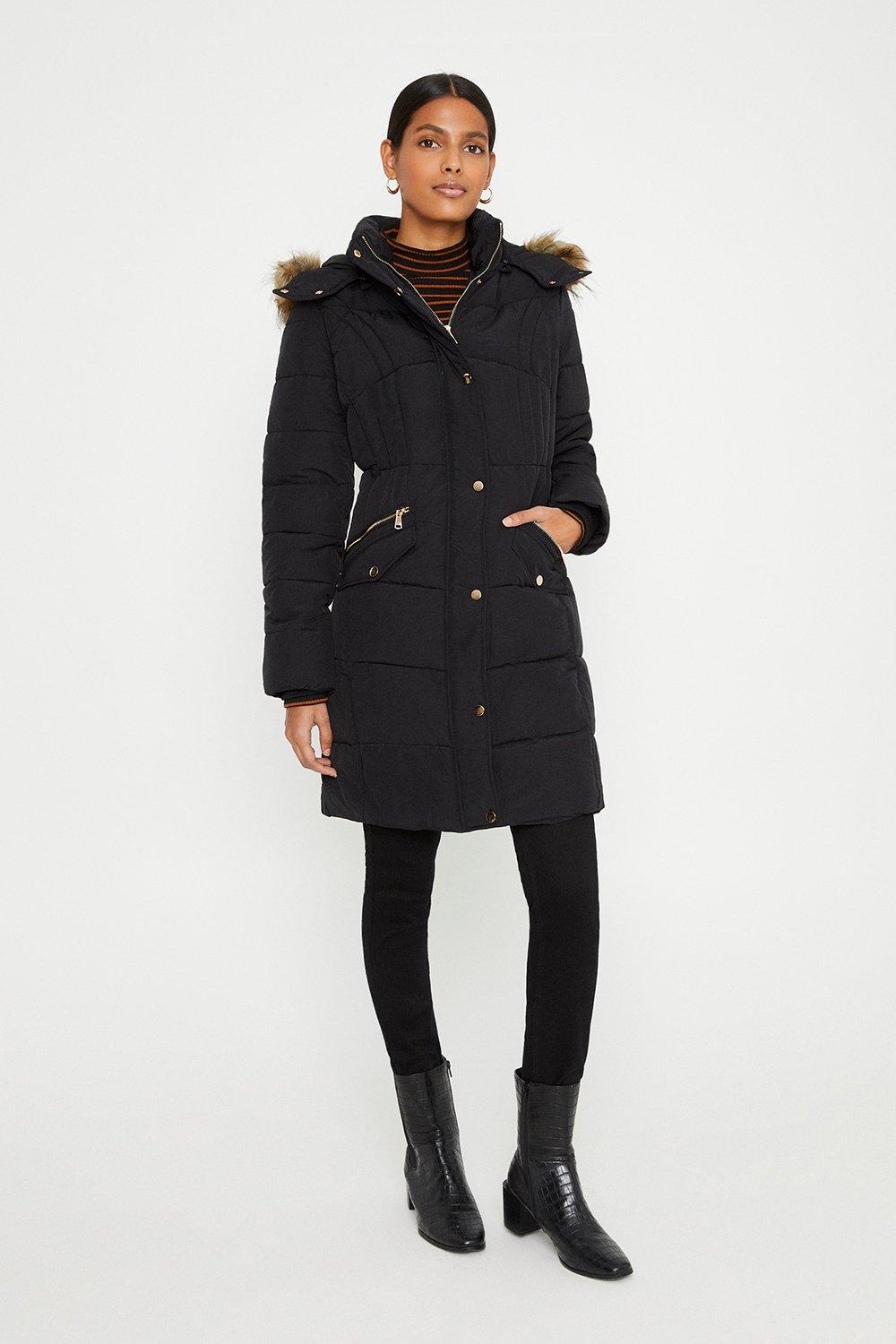 Jackets & Coats | Padded Zip Detail Longline Coat | Oasis