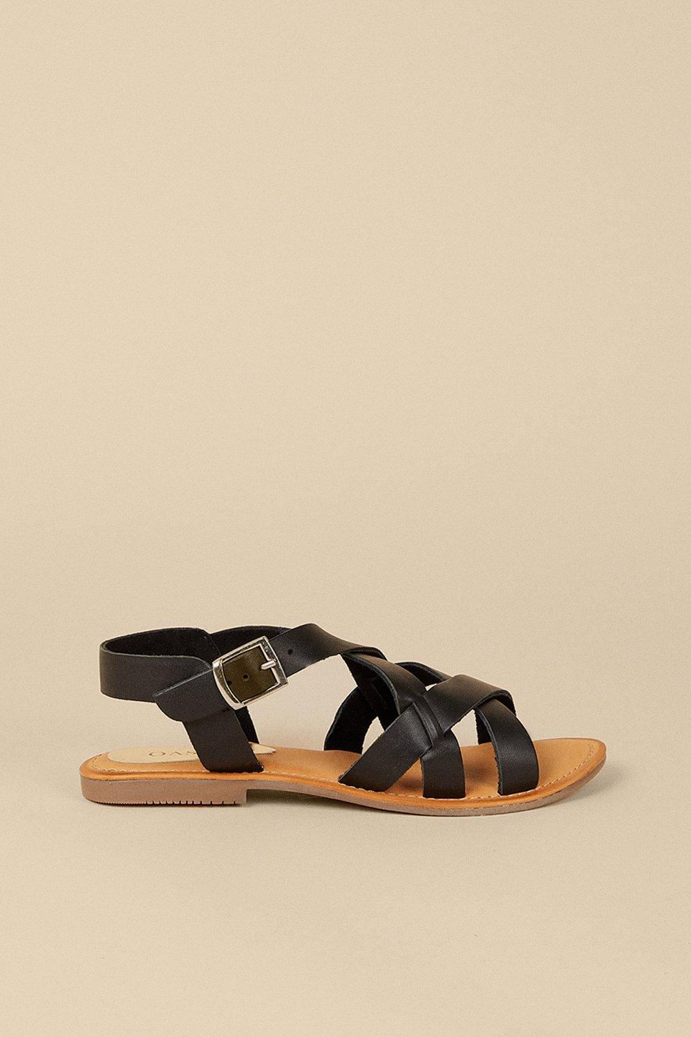 Sandals | Leather Cross Over Sandal | Oasis