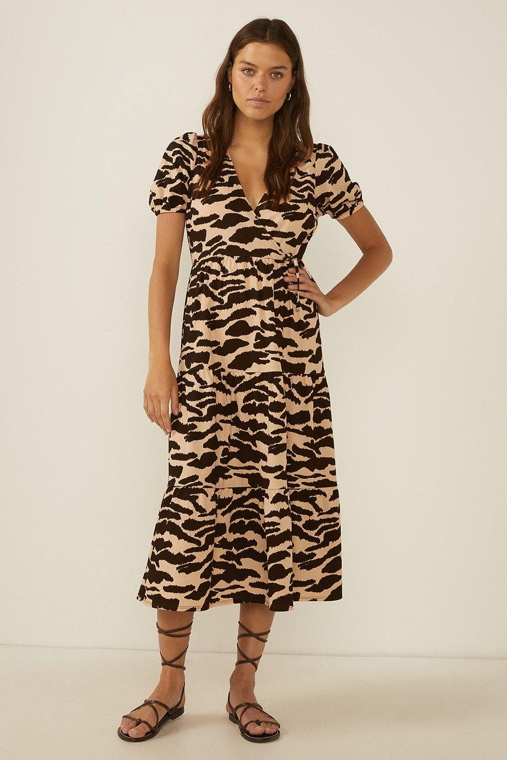 oasis tiger wrap dress