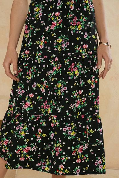 Oasis Floral Print Tiered Midi Skirt | Debenhams