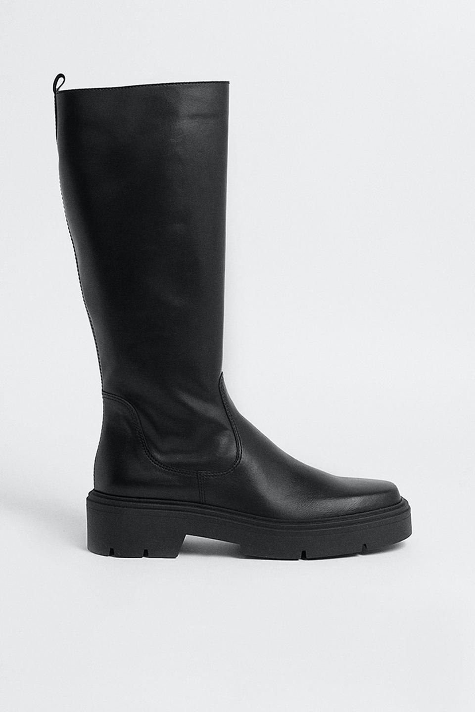 Boots | Leather Chunky Knee High Boot | Oasis